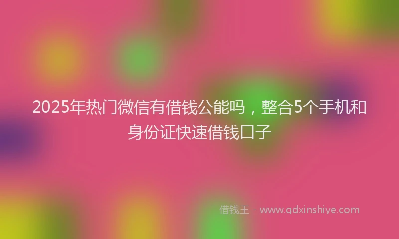 2025年热门微信有借钱公能吗，整合5个手机和身份证快速借钱口子
