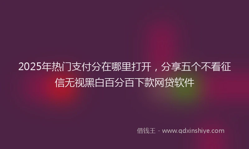 2025年热门支付分在哪里打开，分享五个不看征信无视黑白百分百下款网贷软件
