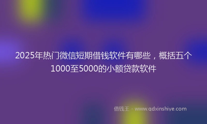 2025年热门微信短期借钱软件有哪些，概括五个1000至5000的小额贷款软件