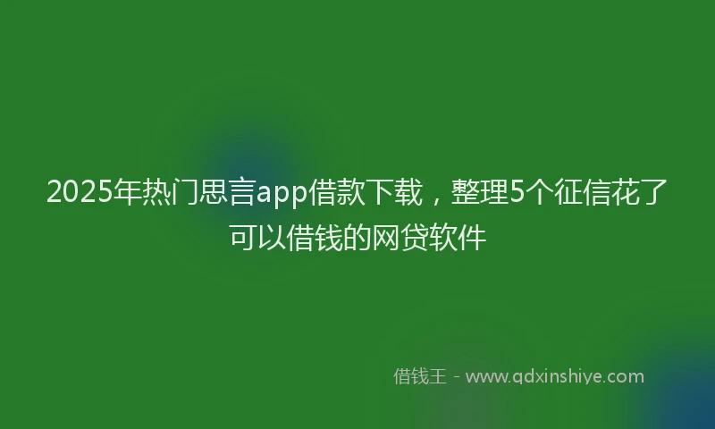 2025年热门思言app借款下载，整理5个征信花了可以借钱的网贷软件