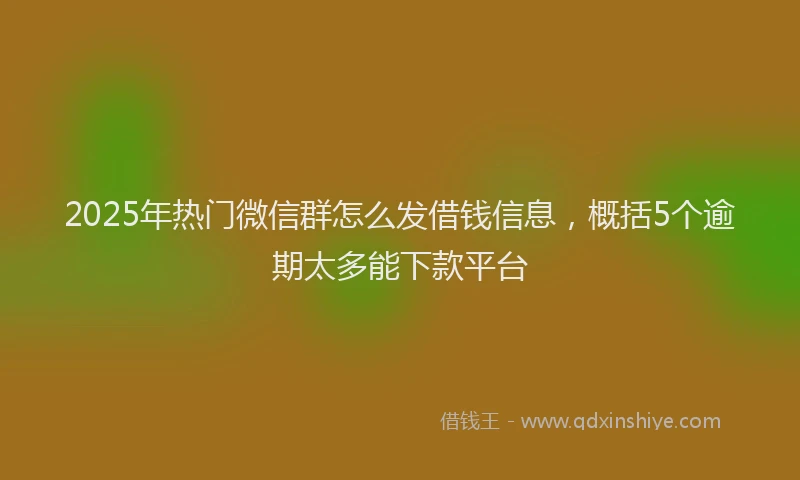 2025年热门微信群怎么发借钱信息，概括5个逾期太多能下款平台