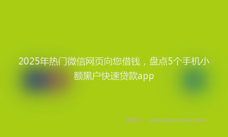 2025年热门微信网页向您借钱，盘点5个手机小额黑户快速贷款app