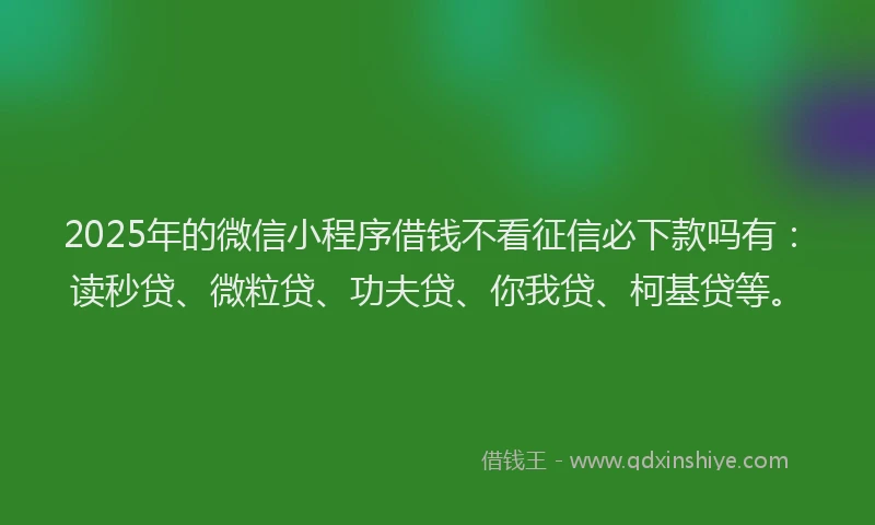 2025年的微信小程序借钱不看征信必下款吗有：读秒贷、微粒贷、功夫贷、你我贷、柯基贷等。