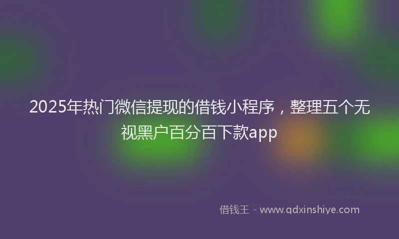 2025年热门微信提现的借钱小程序，整理五个无视黑户百分百下款app