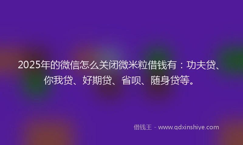 2025年的微信怎么关闭微米粒借钱有：功夫贷、你我贷、好期贷、省呗、随身贷等。