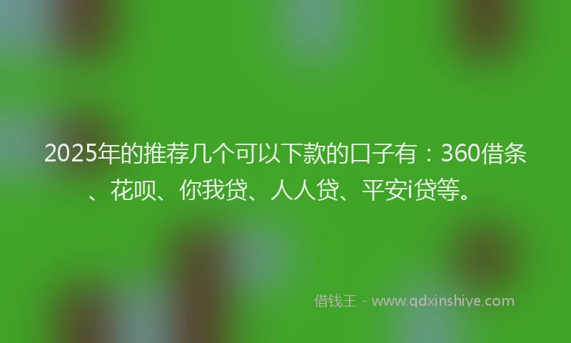 2025年的推荐几个可以下款的口子有：360借条、花呗、你我贷、人人贷、平安i贷等。