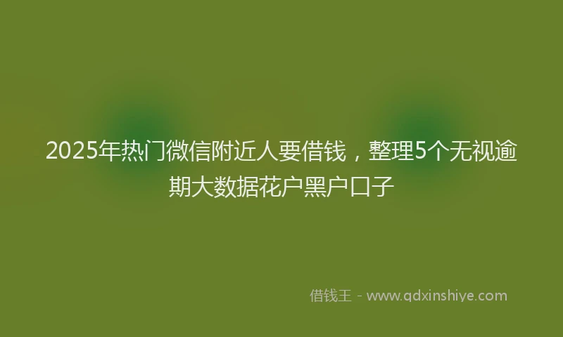 2025年热门微信附近人要借钱，整理5个无视逾期大数据花户黑户口子