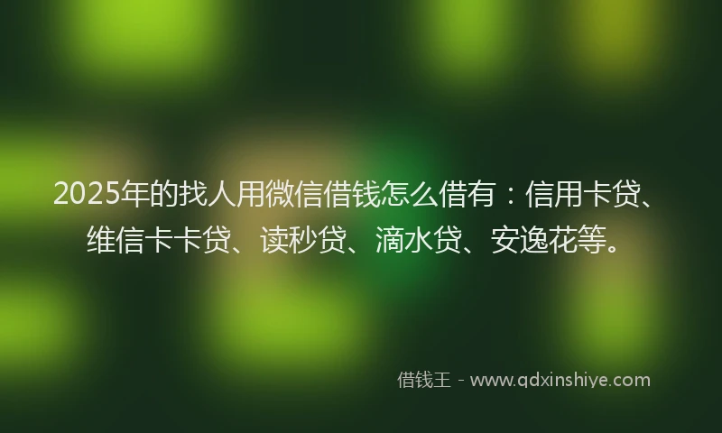 2025年的找人用微信借钱怎么借有：信用卡贷、维信卡卡贷、读秒贷、滴水贷、安逸花等。