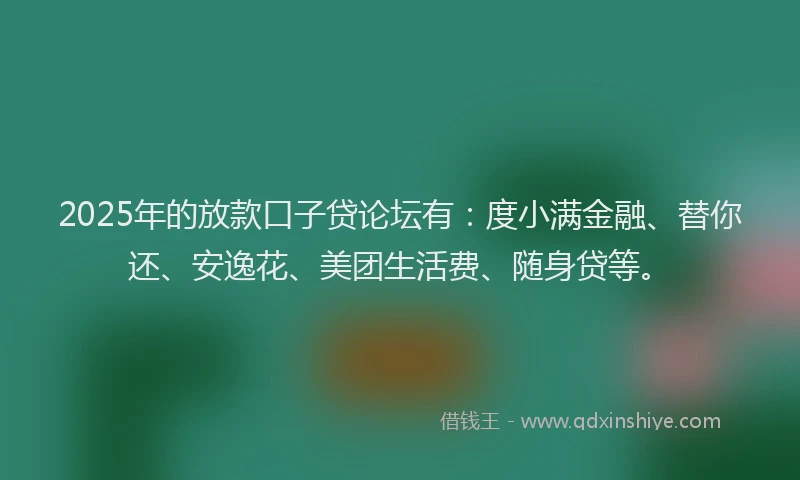 2025年的放款口子贷论坛有：度小满金融、替你还、安逸花、美团生活费、随身贷等。