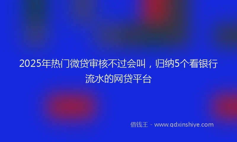 2025年热门微贷审核不过会叫，归纳5个看银行流水的网贷平台