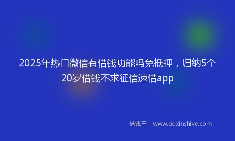 2025年热门微信有借钱功能吗免抵押，归纳5个20岁借钱不求征信速借app
