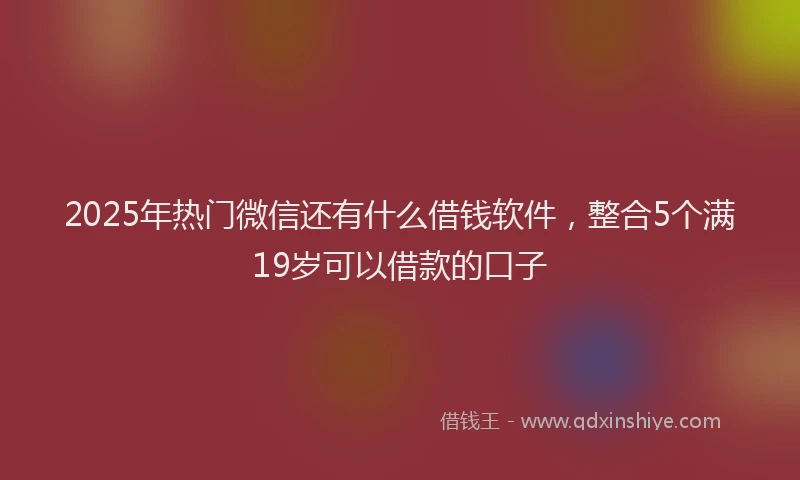 2025年热门微信还有什么借钱软件，整合5个满19岁可以借款的口子