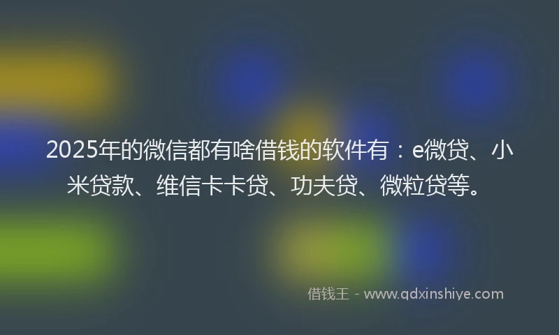 2025年的微信都有啥借钱的软件有：e微贷、小米贷款、维信卡卡贷、功夫贷、微粒贷等。