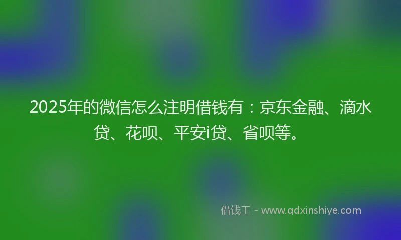 2025年的微信怎么注明借钱有：京东金融、滴水贷、花呗、平安i贷、省呗等。