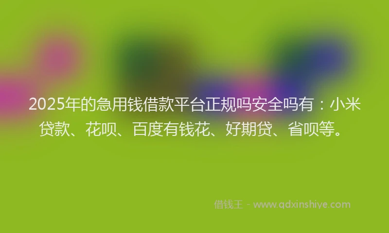 2025年的急用钱借款平台正规吗安全吗有：小米贷款、花呗、百度有钱花、好期贷、省呗等。