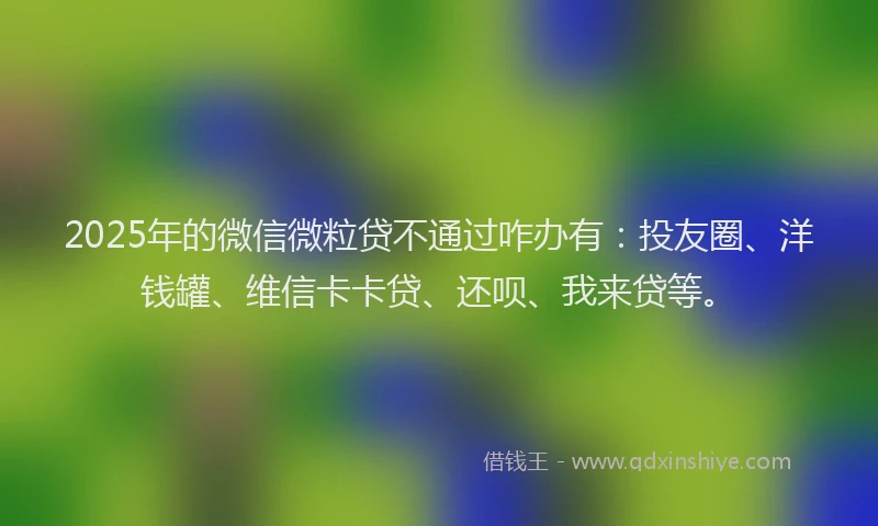 2025年的微信微粒贷不通过咋办有：投友圈、洋钱罐、维信卡卡贷、还呗、我来贷等。