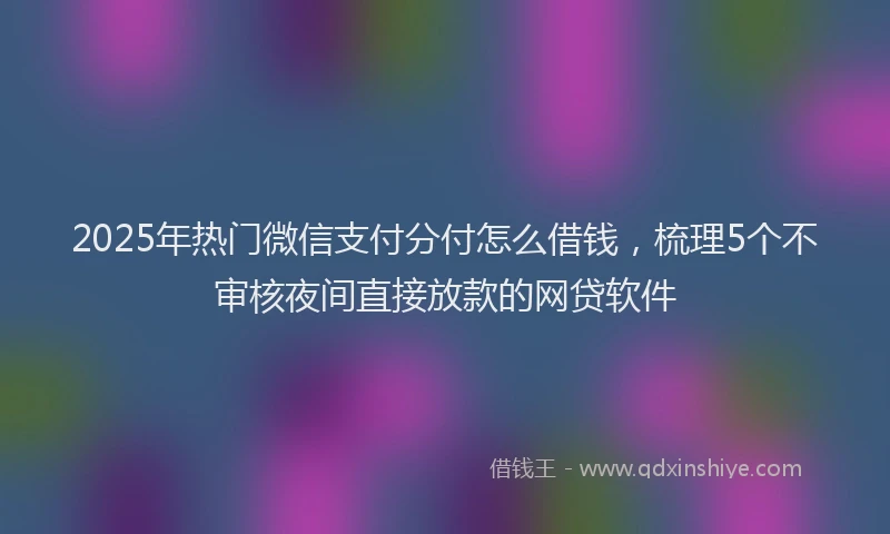 2025年热门微信支付分付怎么借钱，梳理5个不审核夜间直接放款的网贷软件