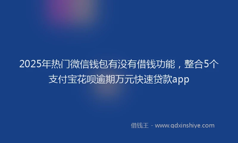 2025年热门微信钱包有没有借钱功能，整合5个支付宝花呗逾期万元快速贷款app