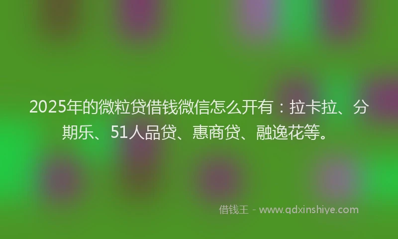 2025年的微粒贷借钱微信怎么开有：拉卡拉、分期乐、51人品贷、惠商贷、融逸花等。