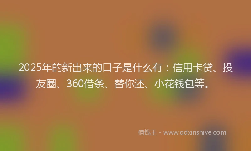 2025年的新出来的口子是什么有：信用卡贷、投友圈、360借条、替你还、小花钱包等。