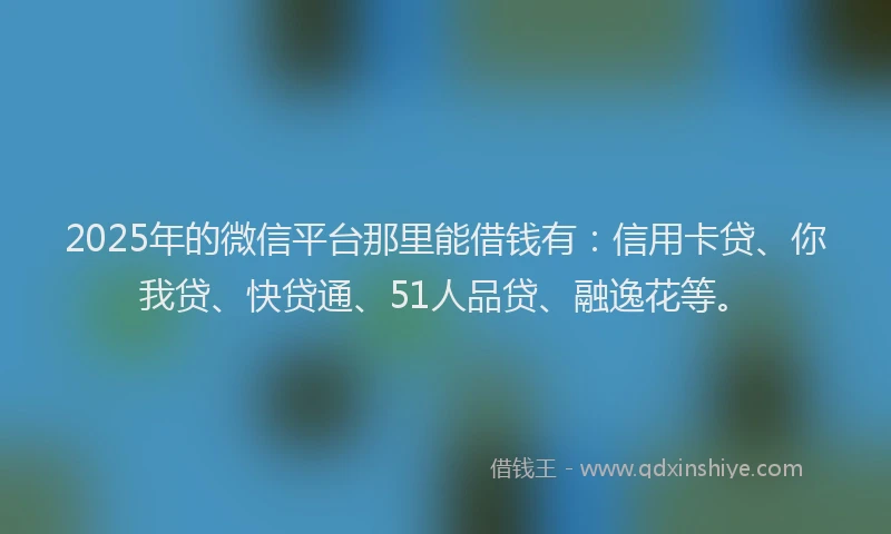 2025年的微信平台那里能借钱有：信用卡贷、你我贷、快贷通、51人品贷、融逸花等。
