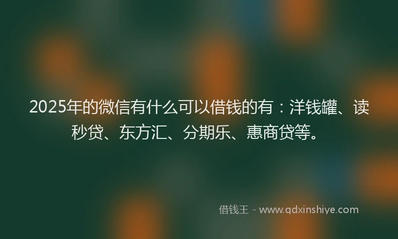 2025年的微信有什么可以借钱的有：洋钱罐、读秒贷、东方汇、分期乐、惠商贷等。