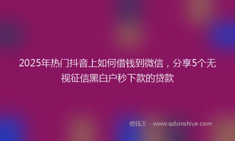 2025年热门抖音上如何借钱到微信，分享5个无视征信黑白户秒下款的贷款