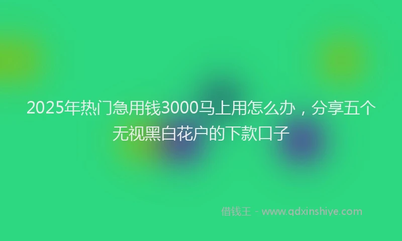 2025年热门急用钱3000马上用怎么办，分享五个无视黑白花户的下款口子