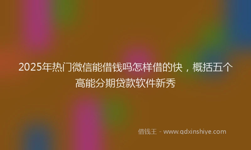 2025年热门微信能借钱吗怎样借的快，概括五个高能分期贷款软件新秀