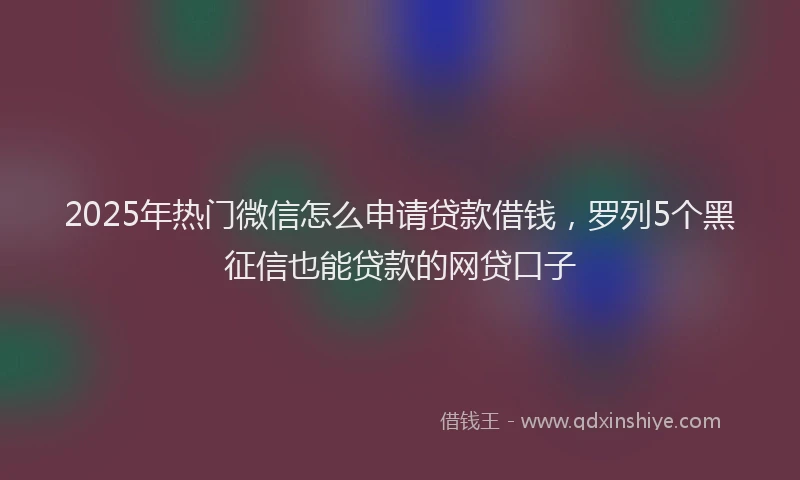 2025年热门微信怎么申请贷款借钱，罗列5个黑征信也能贷款的网贷口子