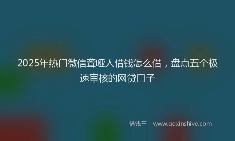 2025年热门微信聋哑人借钱怎么借，盘点五个极速审核的网贷口子