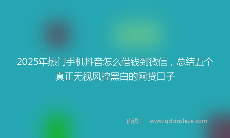 2025年热门手机抖音怎么借钱到微信，总结五个真正无视风控黑白的网贷口子