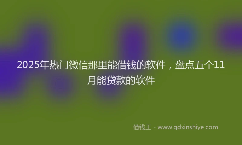 2025年热门微信那里能借钱的软件，盘点五个11月能贷款的软件