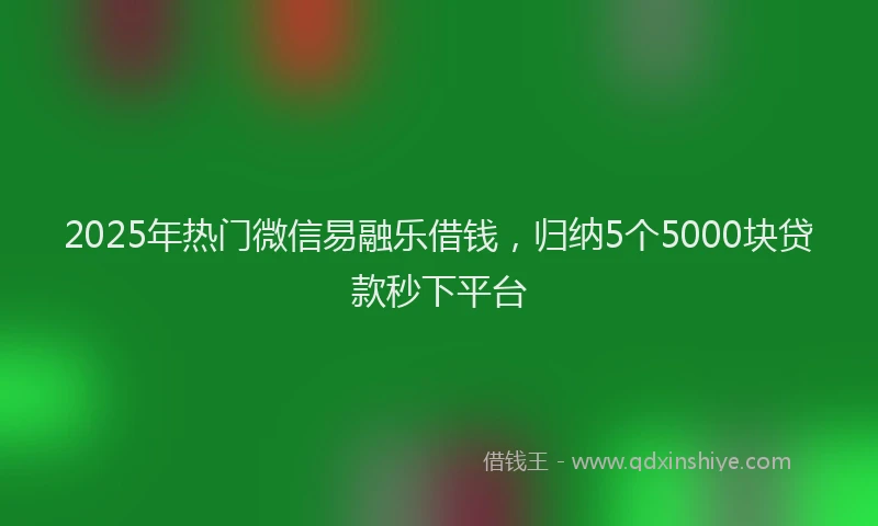 2025年热门微信易融乐借钱，归纳5个5000块贷款秒下平台