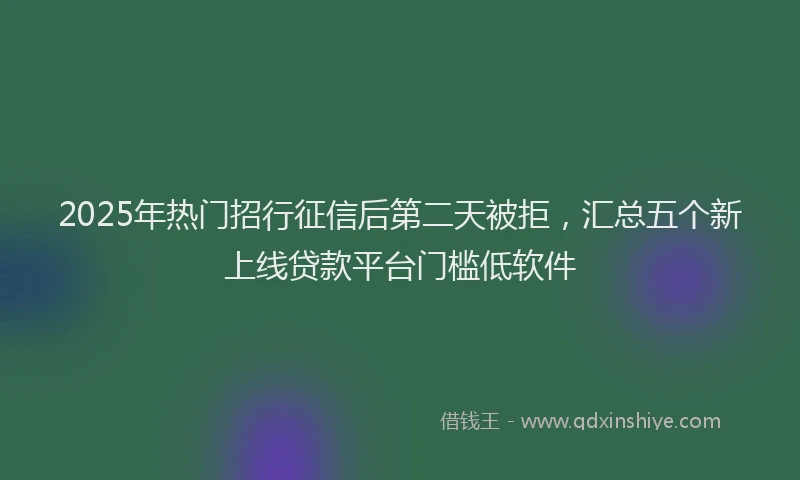 2025年热门招行征信后第二天被拒，汇总五个新上线贷款平台门槛低软件
