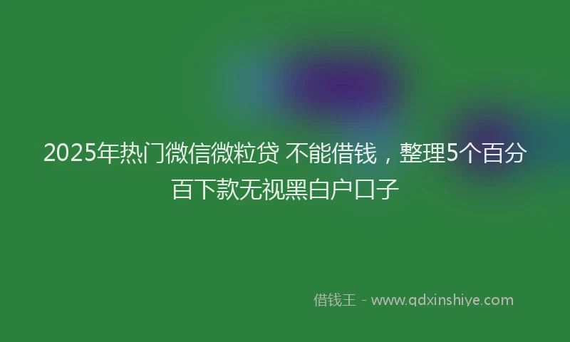 2025年热门微信微粒贷 不能借钱，整理5个百分百下款无视黑白户口子
