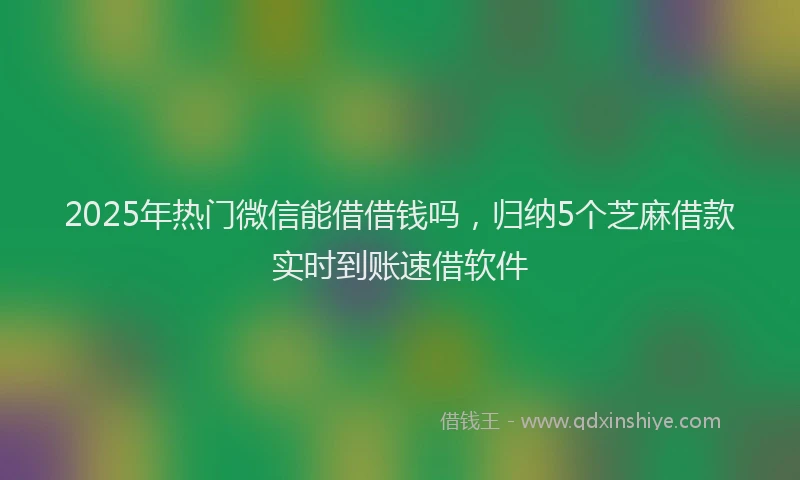 2025年热门微信能借借钱吗，归纳5个芝麻借款实时到账速借软件