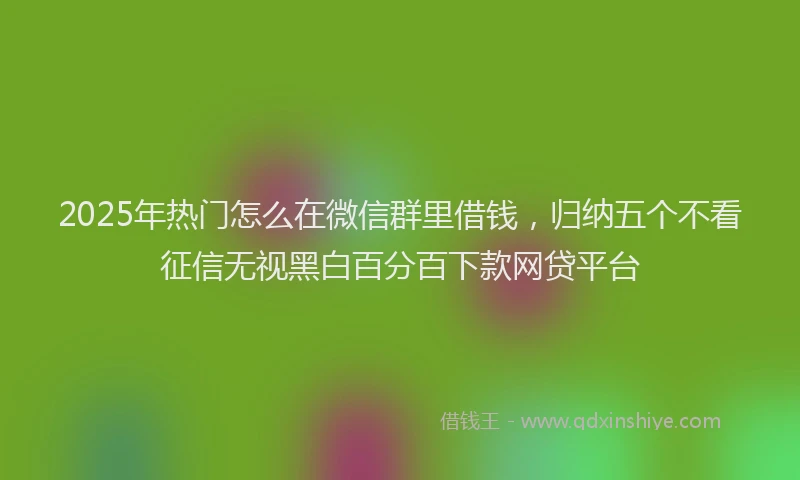 2025年热门怎么在微信群里借钱，归纳五个不看征信无视黑白百分百下款网贷平台