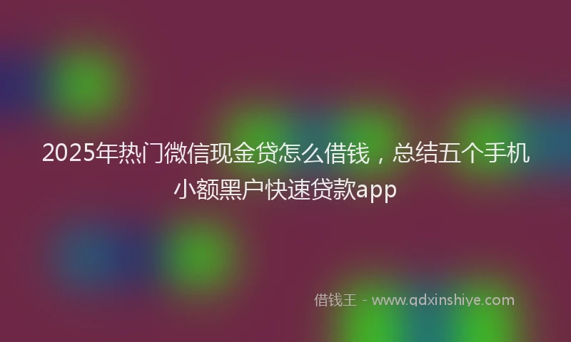 2025年热门微信现金贷怎么借钱，总结五个手机小额黑户快速贷款app