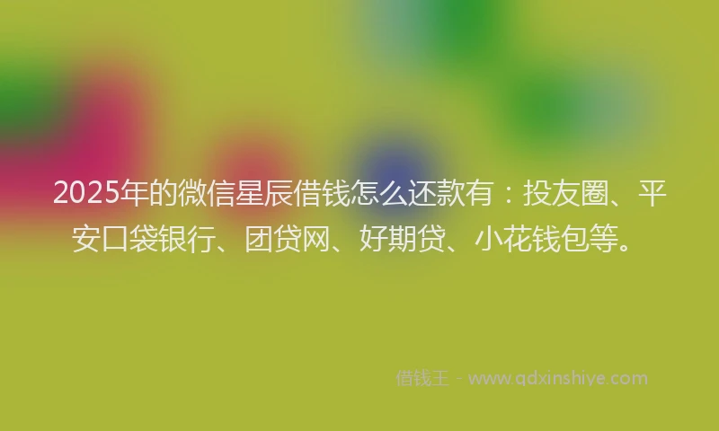 2025年的微信星辰借钱怎么还款有：投友圈、平安口袋银行、团贷网、好期贷、小花钱包等。