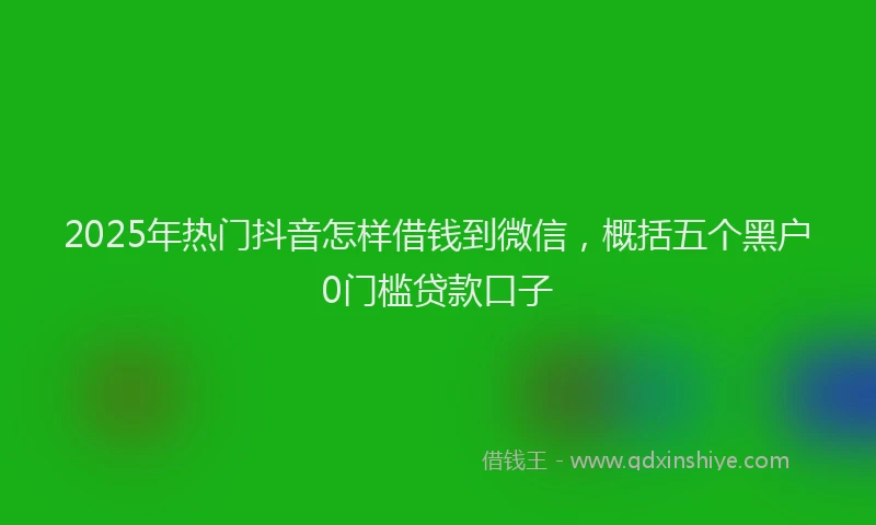 2025年热门抖音怎样借钱到微信，概括五个黑户0门槛贷款口子