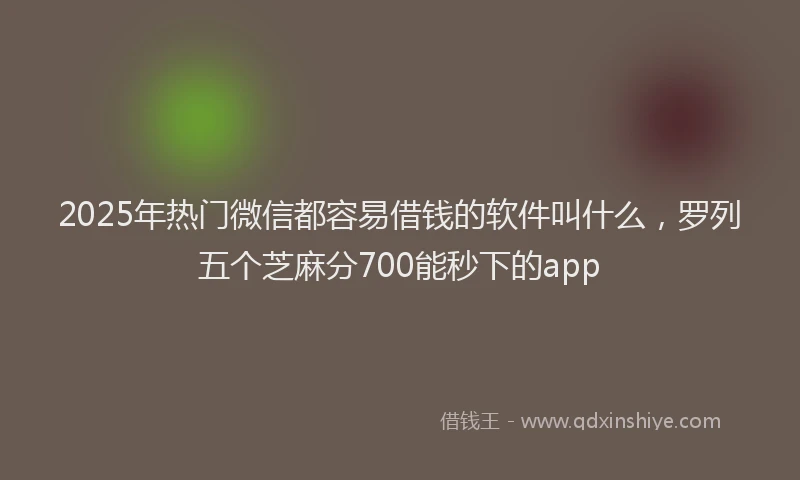2025年热门微信都容易借钱的软件叫什么，罗列五个芝麻分700能秒下的app