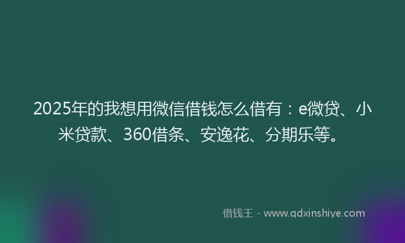 2025年的我想用微信借钱怎么借有：e微贷、小米贷款、360借条、安逸花、分期乐等。
