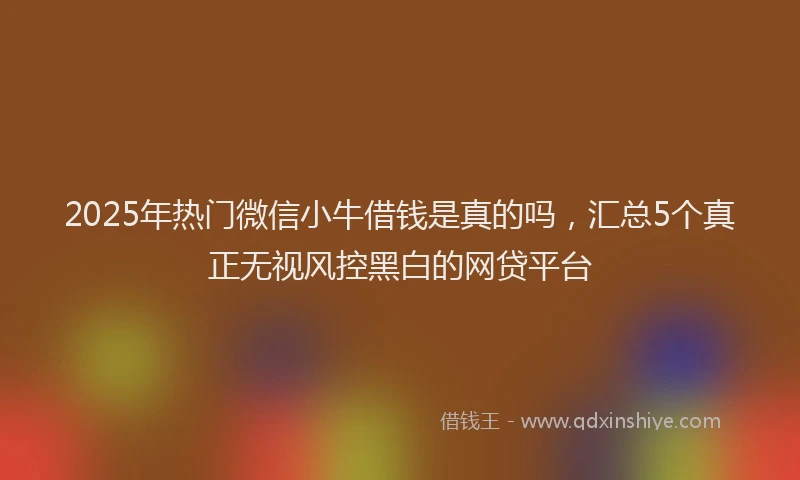 2025年热门微信小牛借钱是真的吗，汇总5个真正无视风控黑白的网贷平台