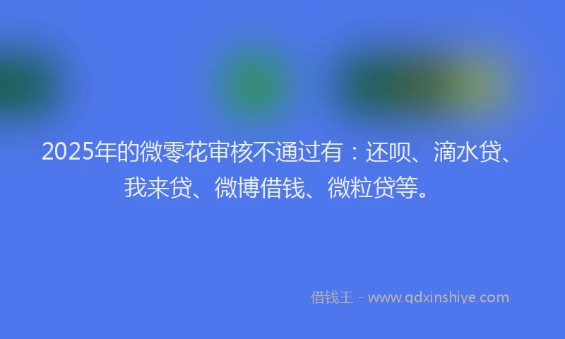2025年的微零花审核不通过有：还呗、滴水贷、我来贷、微博借钱、微粒贷等。