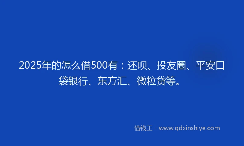 2025年的怎么借500有：还呗、投友圈、平安口袋银行、东方汇、微粒贷等。