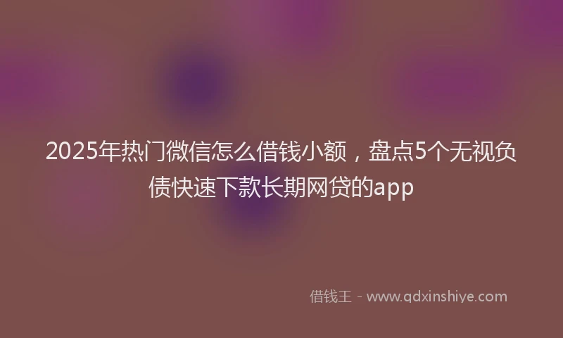 2025年热门微信怎么借钱小额，盘点5个无视负债快速下款长期网贷的app