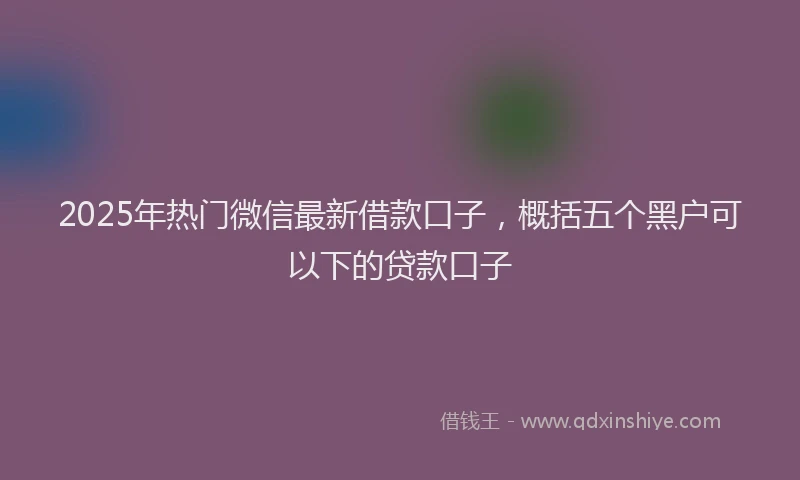 2025年热门微信最新借款口子，概括五个黑户可以下的贷款口子