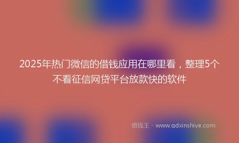 2025年热门微信的借钱应用在哪里看，整理5个不看征信网贷平台放款快的软件
