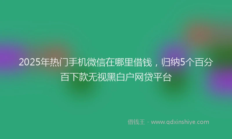 2025年热门手机微信在哪里借钱，归纳5个百分百下款无视黑白户网贷平台